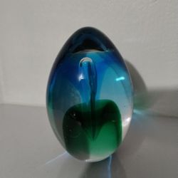 VINTAGE COLORFULL ART GLASS PAPERWEIGHT 4.5"×3" - V81