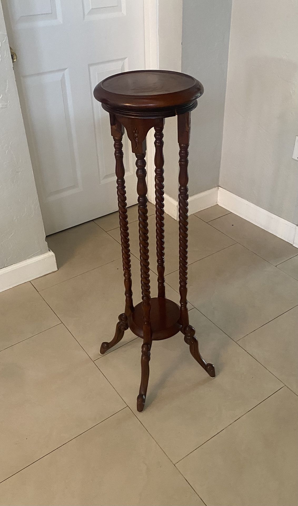 Tall Wood Pedestal Table Stand 2-Tier