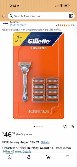 Gillette Fusion5 Men's Razor Handle + 9 Blade Refills