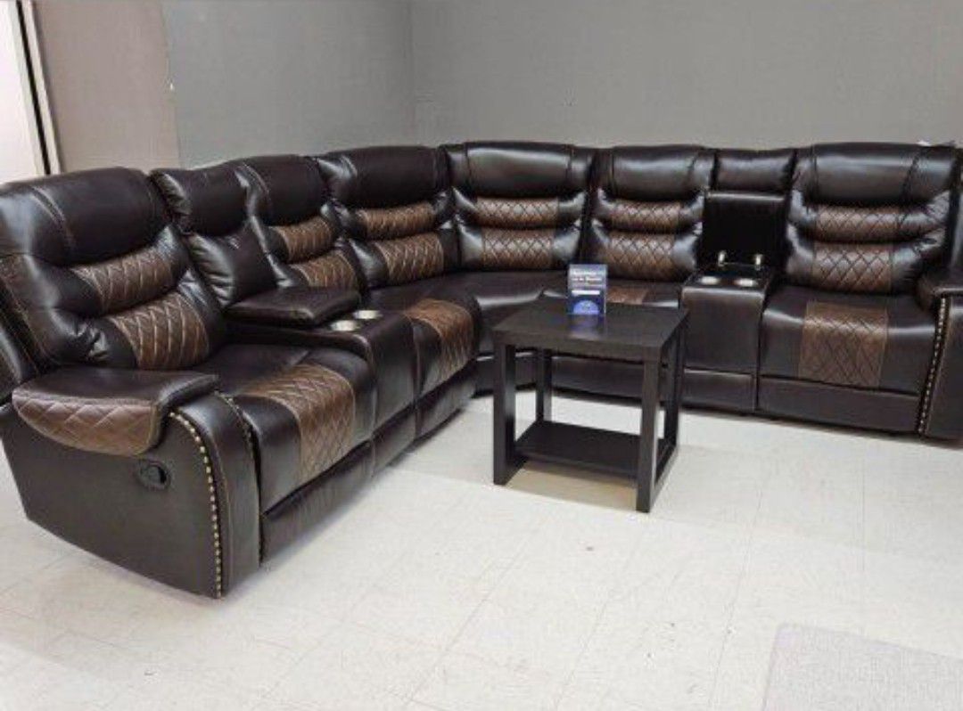2tone Brown Reclining Sectional 