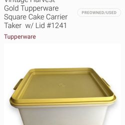 lid for Vintage Harvest Gold Tupperware Square Cake cupcake Carrier Taker