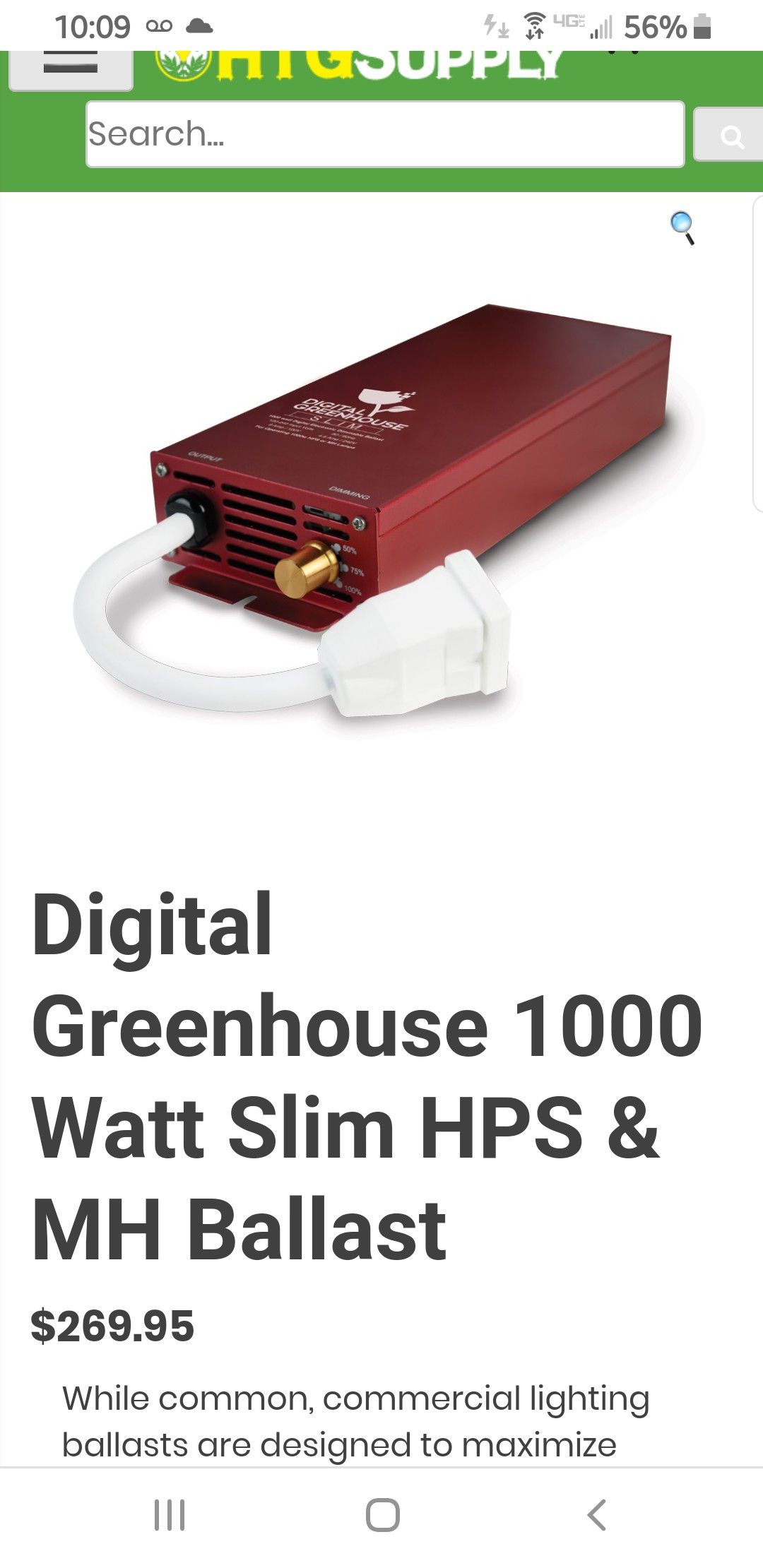 Digital Greenhouse 1000 Watt Slim HPS & MH Ballast