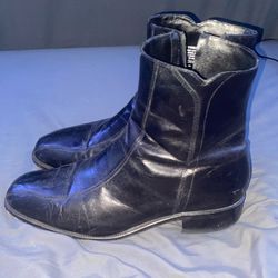 Florsheim Mens Size 9 D Duke Black Leather Side Zip Bike Toe Boots 11087-01