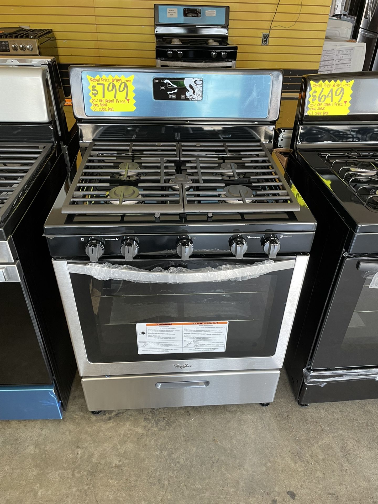 New Whirlpool 5 Burner Gas Stove 30” Wide 