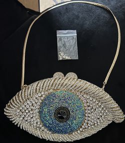 Brand New Gold Bling Evil Eye Purse 
