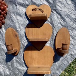 Country Style Shelf - Heart shape W/ Candle Holders