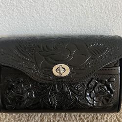 Black leather mini purse