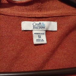 Women's 3X  Orange Soft Cardigan Jumper Sweater