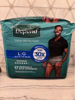 New Depend men's underwear. Has Fresh Protection and Dryshield technology