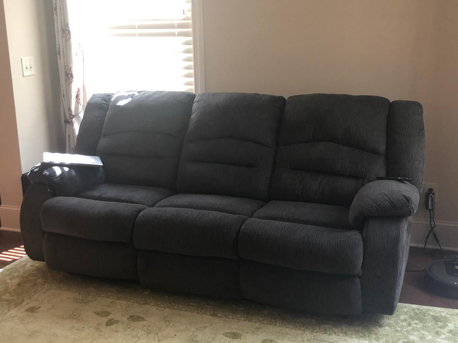 Gray Fabric Power Recliner