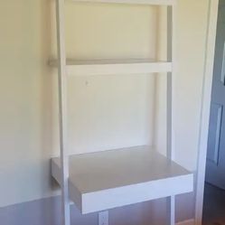Crate & Barrel White Bookcase/Desk Combo 
