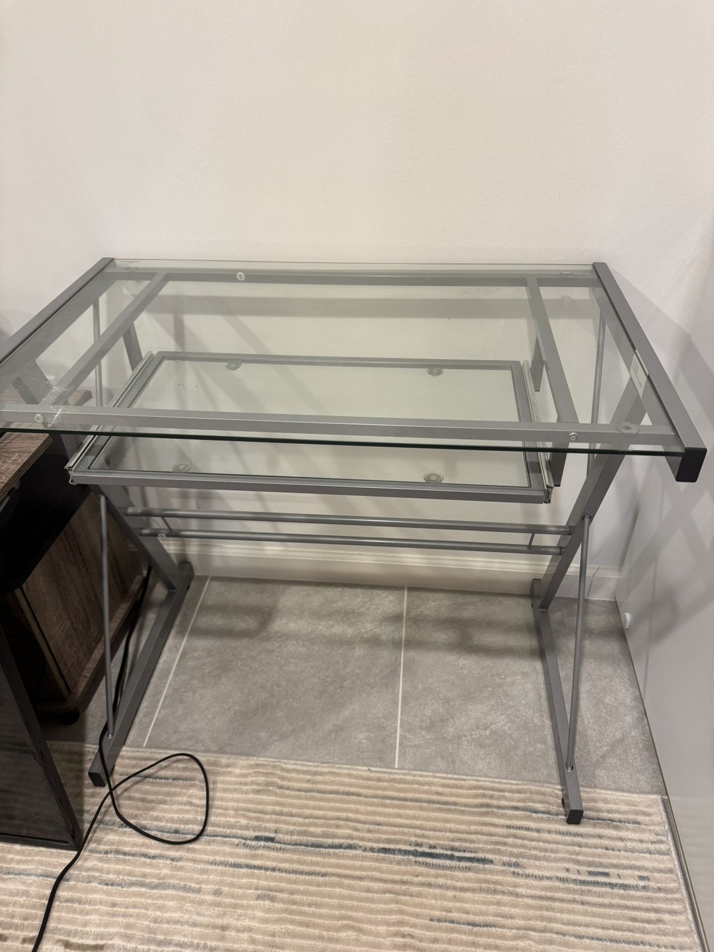 Clear Glass Computer Table