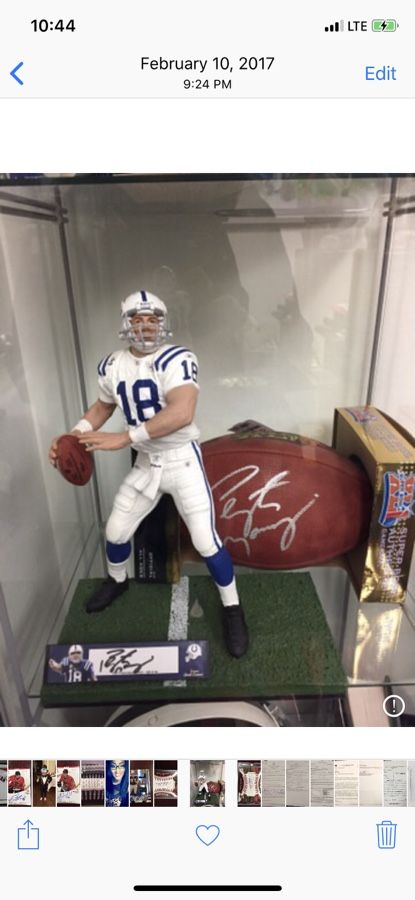 Peyton Manning Hard Crafted 12” High Figurine w Autographed Plate! COMES w/ COA