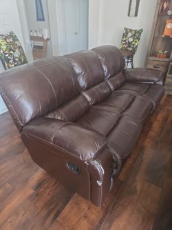 Set de sofás de piel con 3 sillones reclinables