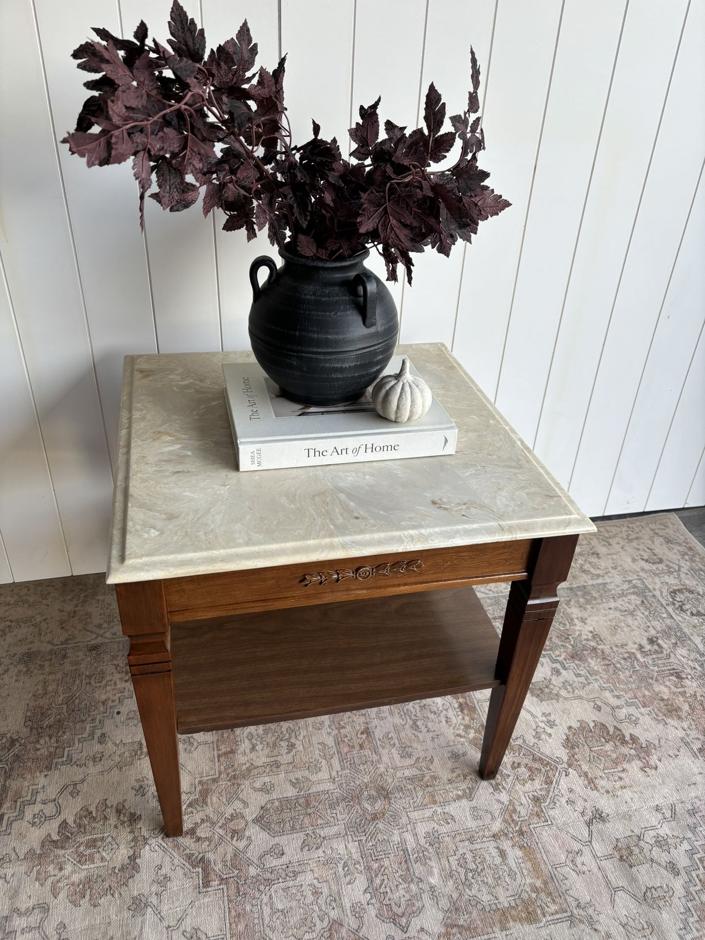 Mcm Marble End Table/ Nightstand 