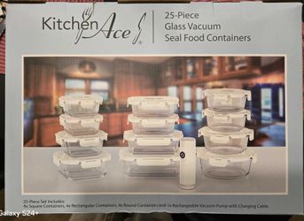 25 piece vacuum seal glass storage containers 