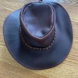 Genuine Leather Western Hat Size S Color Brown 