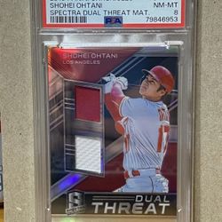 Shohei Ohtani Patch Dual Threat /199 2019 Panini PSA 8 #DTMSO Dodgers