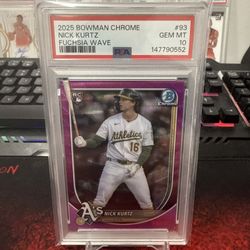 2025 Bowman Chrome Nick Kurtz RC Fuchsia Wave /299 PSA 10