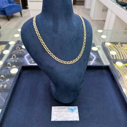 Chain 14k gold solid marine style  24 inch by 8 mm wide