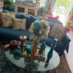 heavy glass and metal coffee tablec