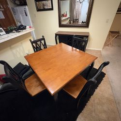 Sturdy Square Dining Set with Table, 4 Chairs, and Hutch - Great Condition