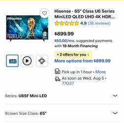 Hisense 65” tv