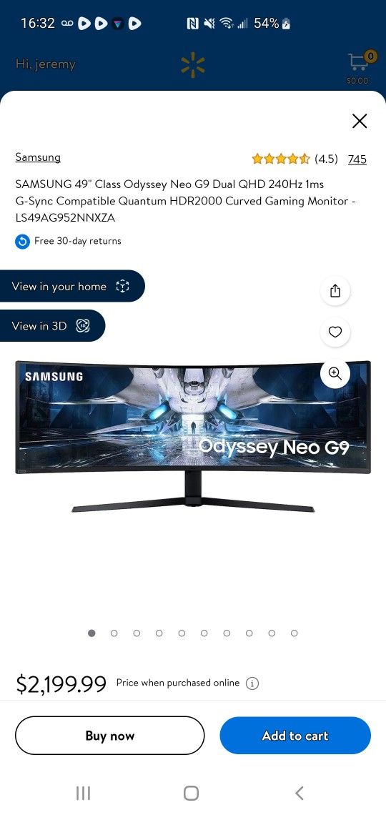 Samsung Odessy Curved 49 Inch Gaming Monitor