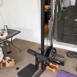 Pull Down Row Machine Gym Fitness Free Iron Weights And Bar 