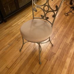 Chair Pewter Metal With Cushion Seat