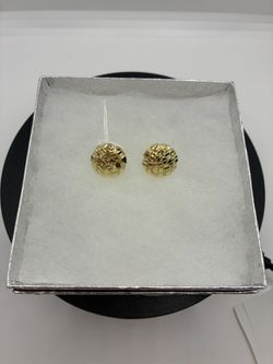 BRAND NEW 10KY Round Nugget Stud Earrings
