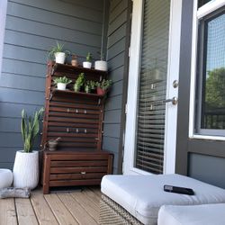 Outdoor Patio Storage Bench, Shelves-Teak Brown  