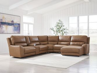 DeepWakes Caramel 6-Piece Power Reclining Sectional with Right Chaise (Online Special Price)