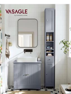 Tall Bathroom Cabinet, Slim Freestanding Bathroom Storage Cabinet with Adjustable Shelves, Drawer, Open Compartments, for Small Spaces, Modern, Dove G