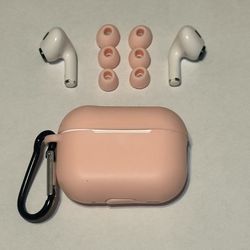 Pink AirPods Pro Generation 1 / 2 / 3 Case And Replacement Tips Set Of 6 ( S + M + L )