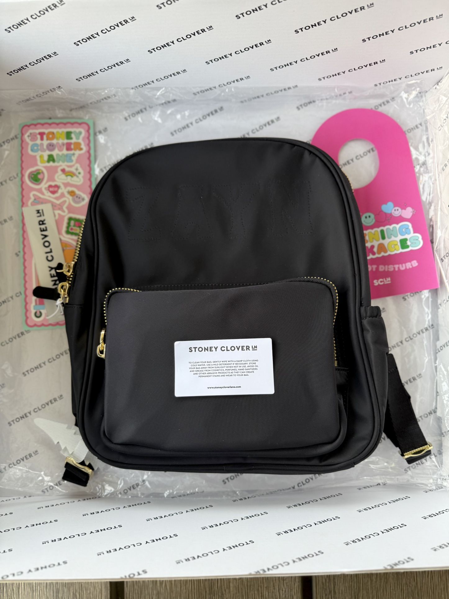 Stoney Clover Lane Mini Backpack Black Noir Gold