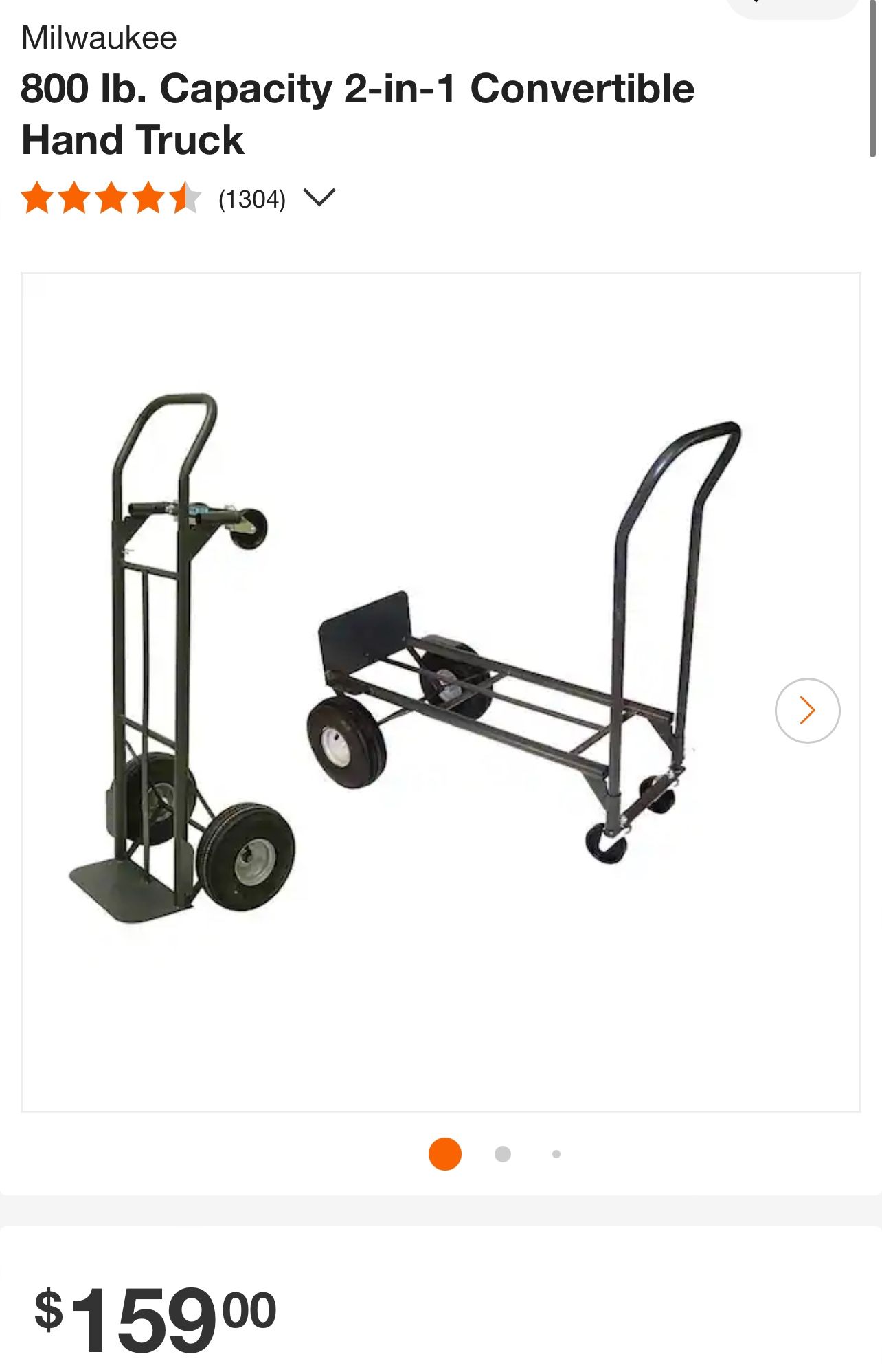 Milwaukee 800 lb. Capacity 2-in-1 Convertible Hand Truck
