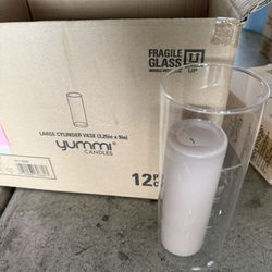 Wedding Decor Bundle, Charger Plates, Collapsible Signage, Taper Candles Cylinder Glasses, Hurricane Vases, 