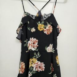 M Black Floral Blouse