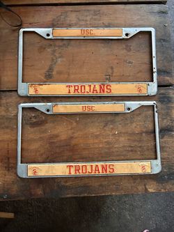 Vintage USC Trojans License Plate Frames – Set of 2
