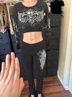black Y2K bedazzled set