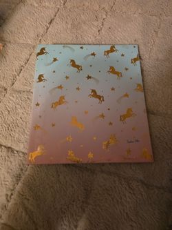 1 inch custom school binder with unicorns, blue and pink