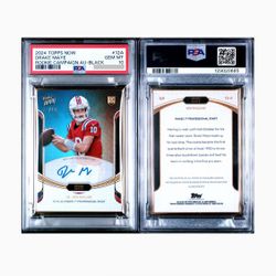 2024 TOPPS NOW DRAKE MAYE AUTOGRAPH RC /10, GOLD FRAME #12A, PSA 10, POP 1
