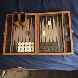 Reiss Travel Backgammon Game Magnetic Board Faux Leather Case Vtg