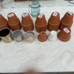 22 Pieces Of 4” Terracotta Pots & 4 Pieces Of 3” Gold Votive 