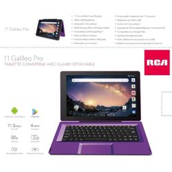 RCA Galileo 11.5" 32 GB Touchscreen Tablet Computer with Keyboard Case Quad-Core 1.3Ghz Processor 1GB Memory 32GB HDD Webcam Wifi Bluetooth Android 8.