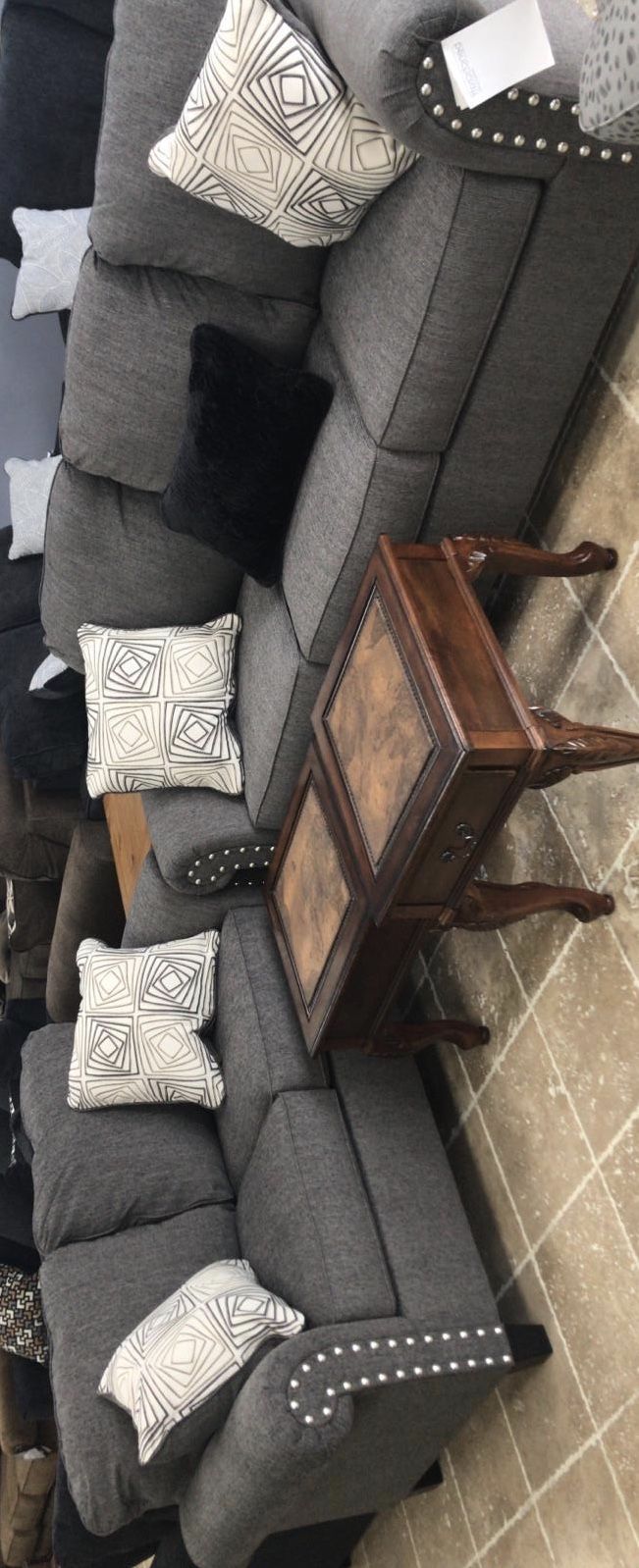 Fausta Agleno Charcoal Living Room Set (Sofa & Loveseat