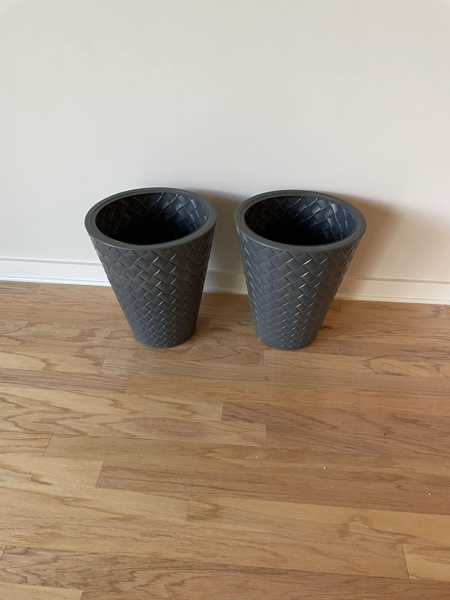 Black Plastic Flower Pots (18” Tall , 18” Deep($20 For Both