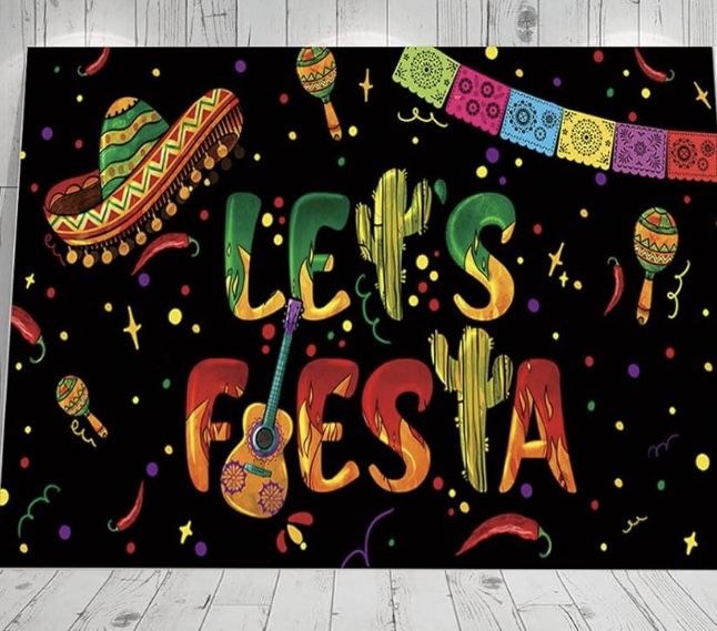 Dia De Los Muertos Black Let’s Fiesta Backdrop