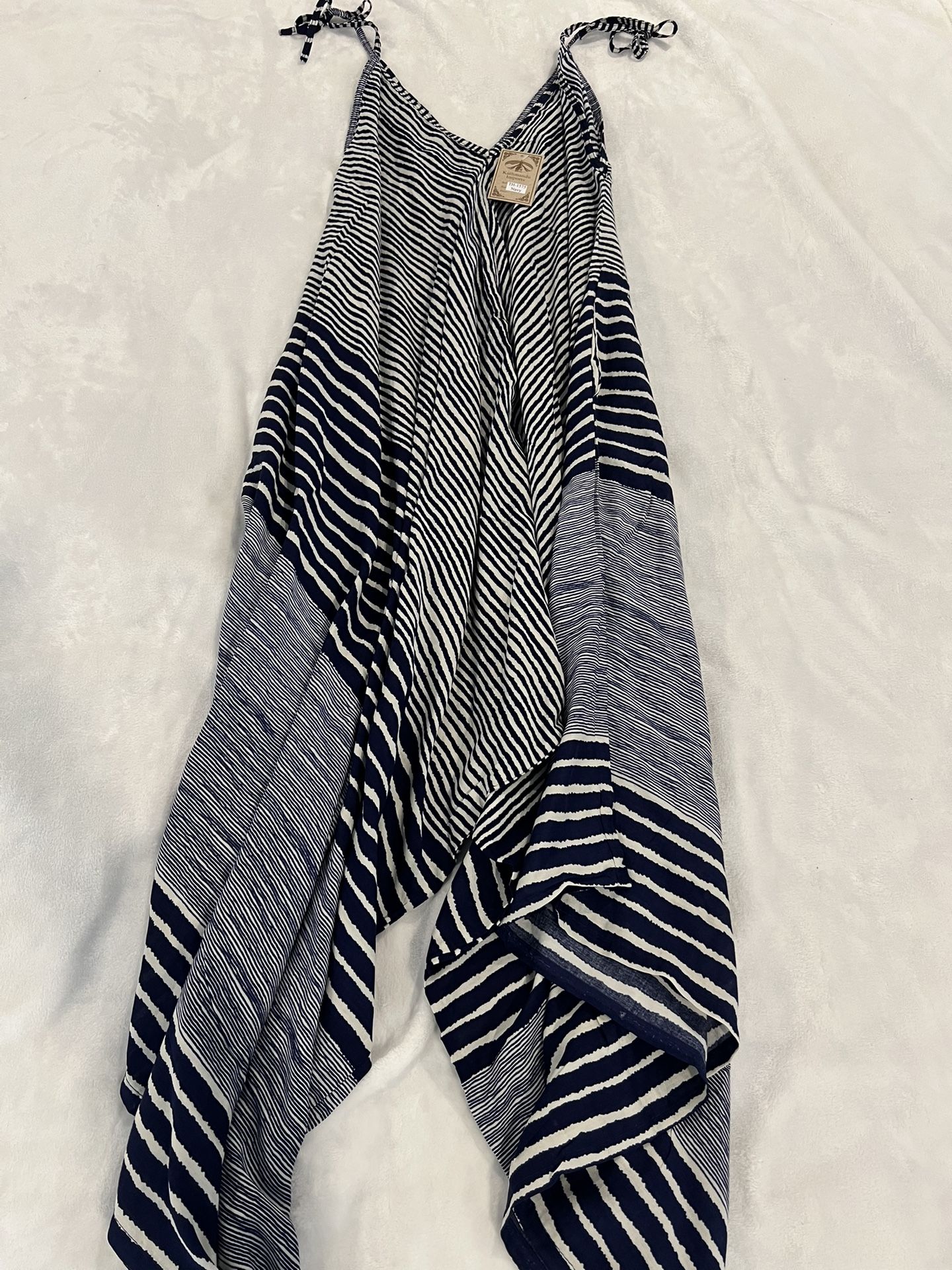 Harem blue white striped jumpsuit One size- XS-XL By Kathmandu